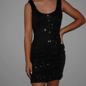 sequined body con dress